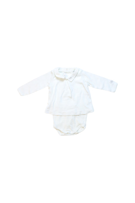 A White Long Sleeve Bodysuits from Petit Bateau in size 0-3M for boy. (Front View)