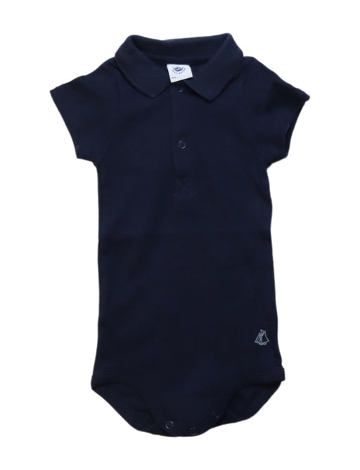 A Navy Short Sleeve Bodysuits from Petit Bateau in size 6-12M for boy. (Front View)
