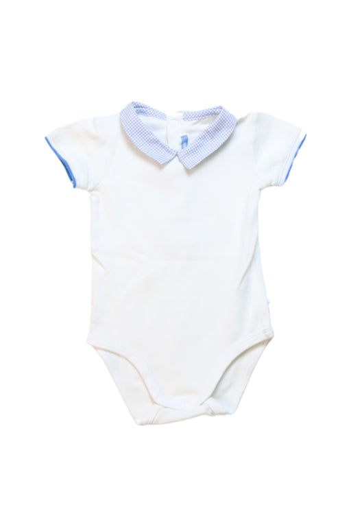 A White Short Sleeve Bodysuits from Jacadi in size 6-12M for boy. (Front View)