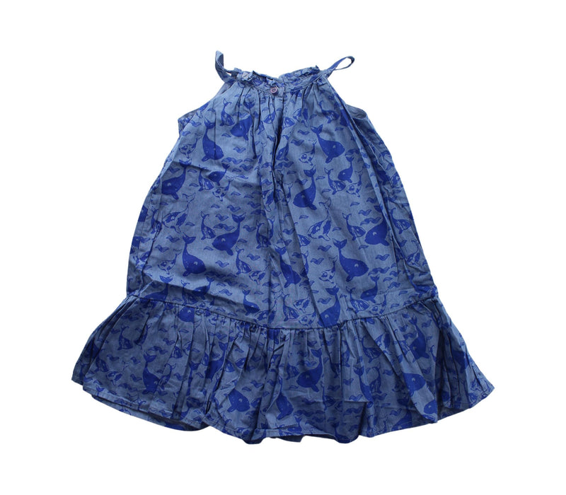 A Blue Sleeveless Dresses from Bonnie Baby in size 2T for girl. (Back View)