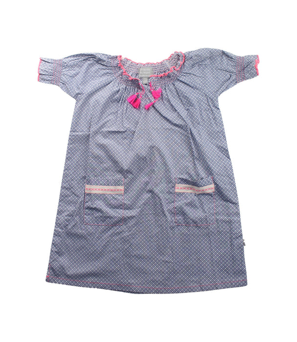 A Blue Short Sleeve Dresses from and the little dog laughed in size 3T for girl. (Front View)