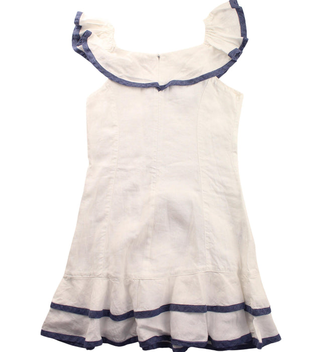A White Sleeveless Dresses from 100% Capri in size 6T for girl. (Back View)