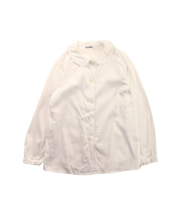 A White Long Sleeve Shirts from Familiar in size 5T for girl. (Front View)