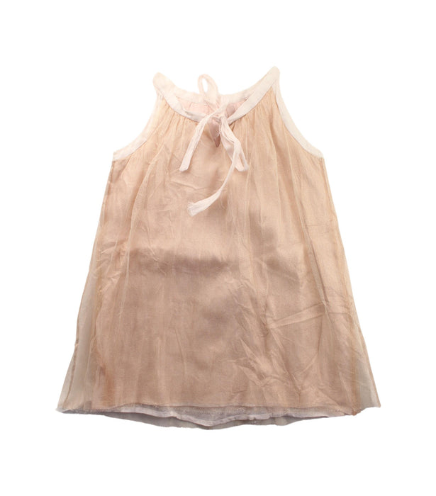 A Beige Sleeveless Dresses from Bonpoint in size 6T for girl. (Back View)