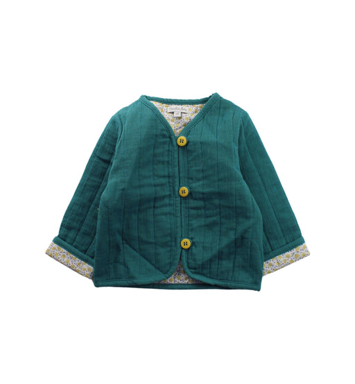A Green Cardigans from Moulin Roty in size 0-3M for girl. (Front View)