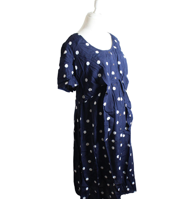 A Blue Short Sleeve Dresses from Seraphine in size L for maternity. (Front View)