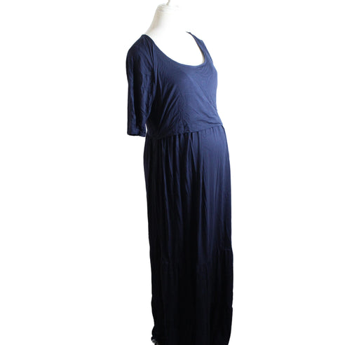 A Blue Short Sleeve Dresses from Seraphine in size L for maternity. (Front View)