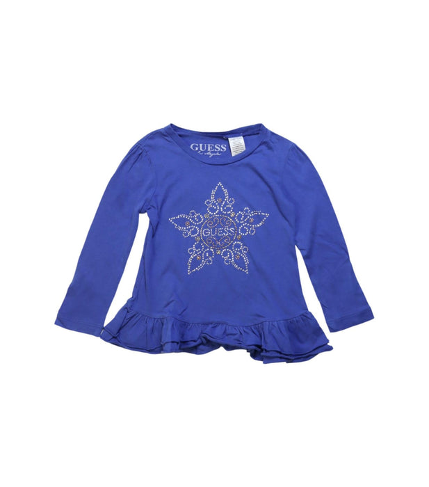 A Blue Long Sleeve Tops from Guess in size 4T for girl. (Front View)