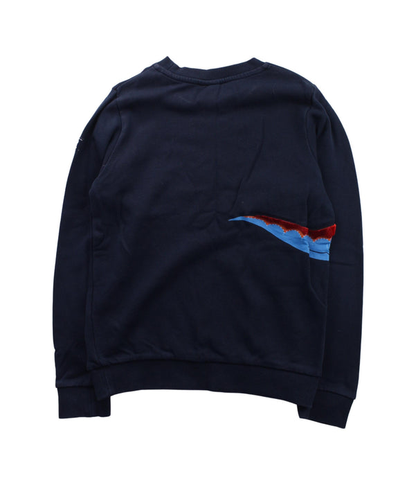 A Blue Crewneck Sweatshirts from Polarn O. Pyret in size 6T for boy. (Back View)