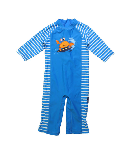 A Blue Swimsuits from Jojo Maman Bébé in size 3T for boy. (Front View)