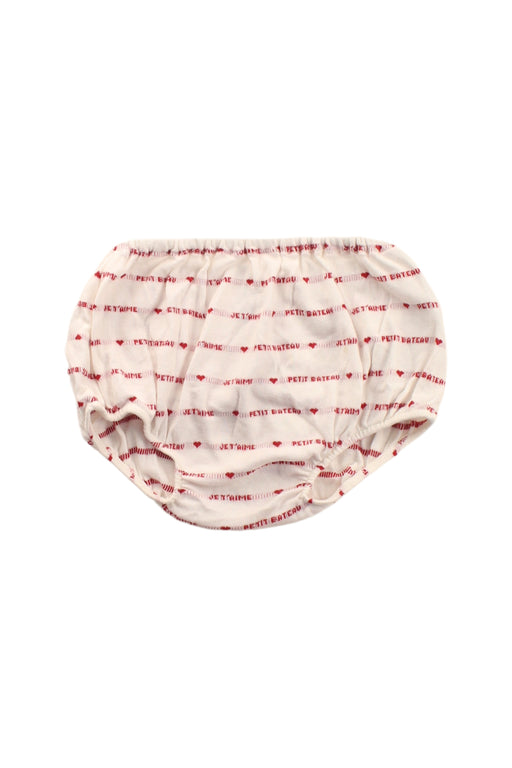A White Bloomers from Petit Bateau in size 3-6M for girl. (Front View)