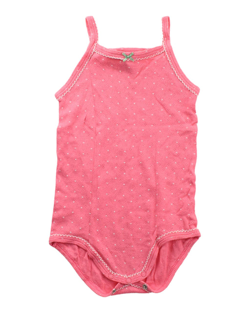 A Pink Sleeveless Bodysuits from Petit Bateau in size 6-12M for girl. (Front View)