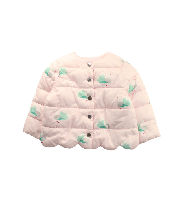 A Green Puffer/Quilted Jackets from Jacadi in size 12-18M for girl. (Front View)