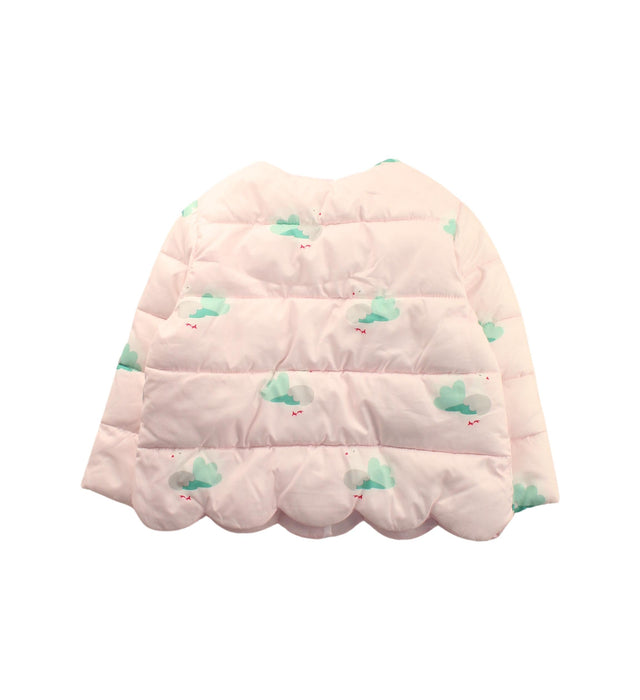 A Green Puffer/Quilted Jackets from Jacadi in size 12-18M for girl. (Back View)