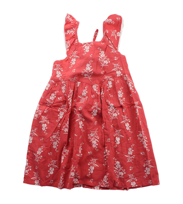A Red Sleeveless Dresses from Purebaby in size 4T for girl. (Front View)