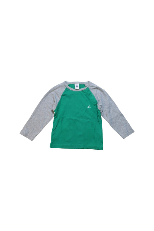 A Green Long Sleeve T Shirts from Petit Bateau in size 18-24M for boy. (Front View)