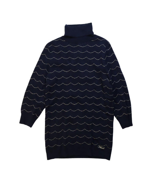 A Navy Sweater Dresses from Chloe in size 4T for girl. (Front View)