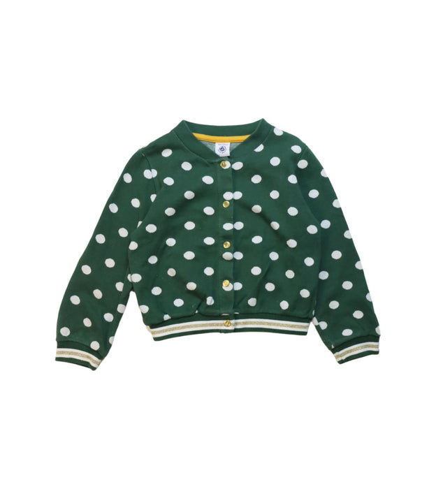A Green Cardigans from Petit Bateau in size 4T for girl. (Front View)