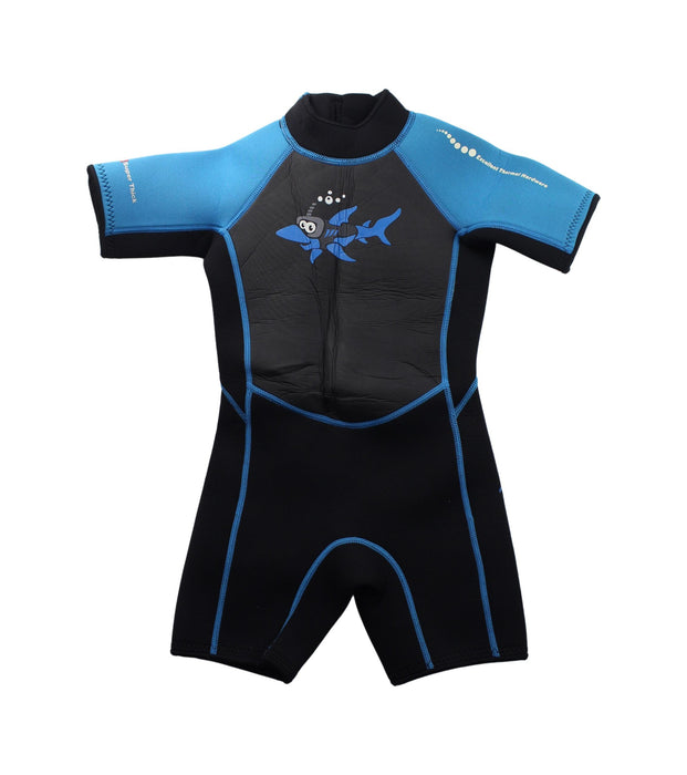A Black Wetsuits from Aquasport in size 4T for boy. (Front View)