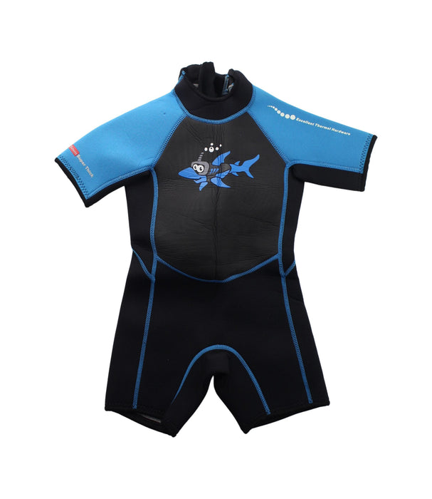 A Black Wetsuits from Aquasport in size 2T for boy. (Front View)