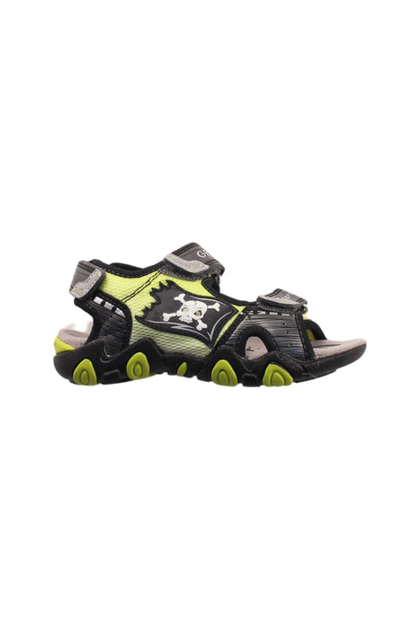 A Black Sandals from Geox in size 4T for boy. (Front View)