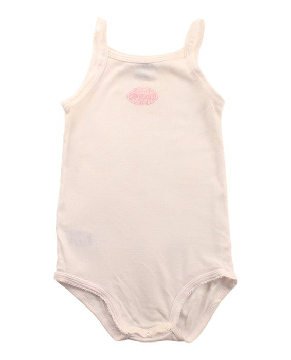 A White Sleeveless Bodysuits from Petit Bateau in size 12-18M for girl. (Front View)