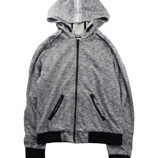 A Grey Zippered Sweatshirts from Karl Lagerfeld in size 12Y for boy. (Front View)