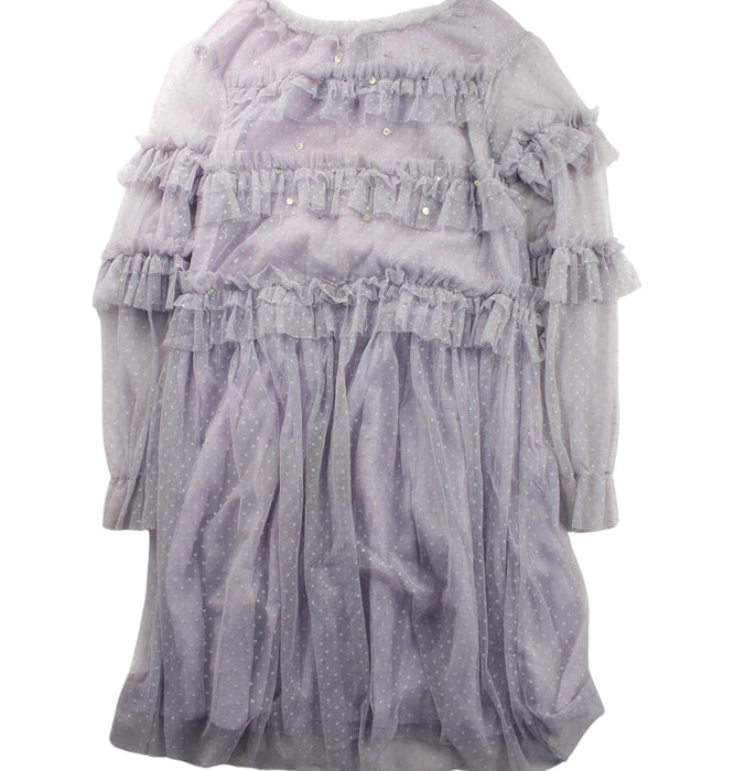 A Purple Long Sleeve Dresses from Velveteen in size 8Y for girl. (Front View)