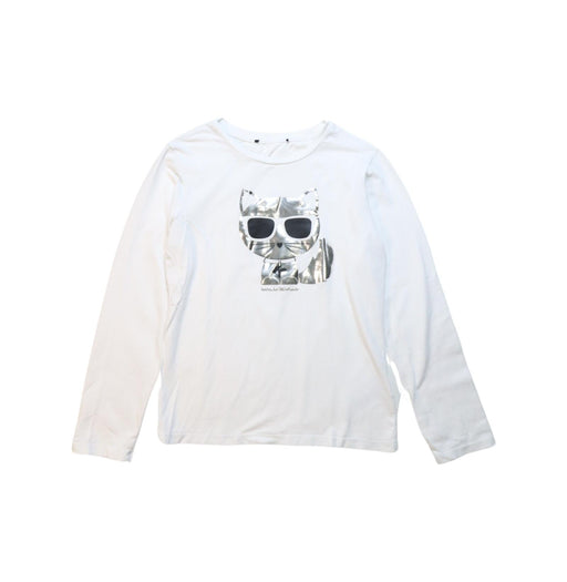 A White Long Sleeve T Shirts from Karl Lagerfeld in size 12Y for boy. (Front View)
