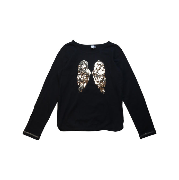 A Black Long Sleeve T Shirts from 3Pommes in size 9Y for girl. (Front View)