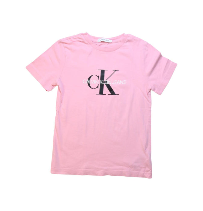 A Pink Short Sleeve T Shirts from Calvin Klein in size 8Y for girl. (Front View)