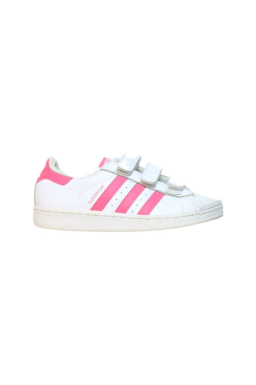 A Pink Sneakers from Adidas in size 7Y for girl. (Front View)