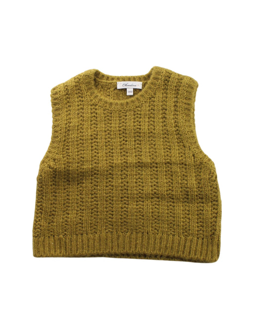 A Gold Sweater Vests from Claudine in size 12-18M for girl. (Front View)