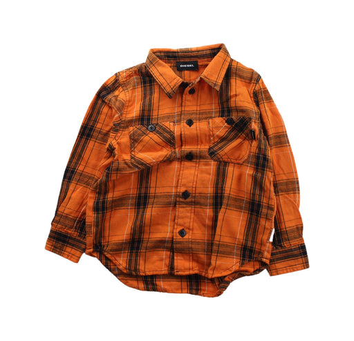 A Black Long Sleeve Shirts from Diesel in size 4T for boy. (Front View)