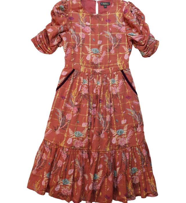 A Multicolour Short Sleeve Dresses from Velveteen in size 6T for girl. (Front View)