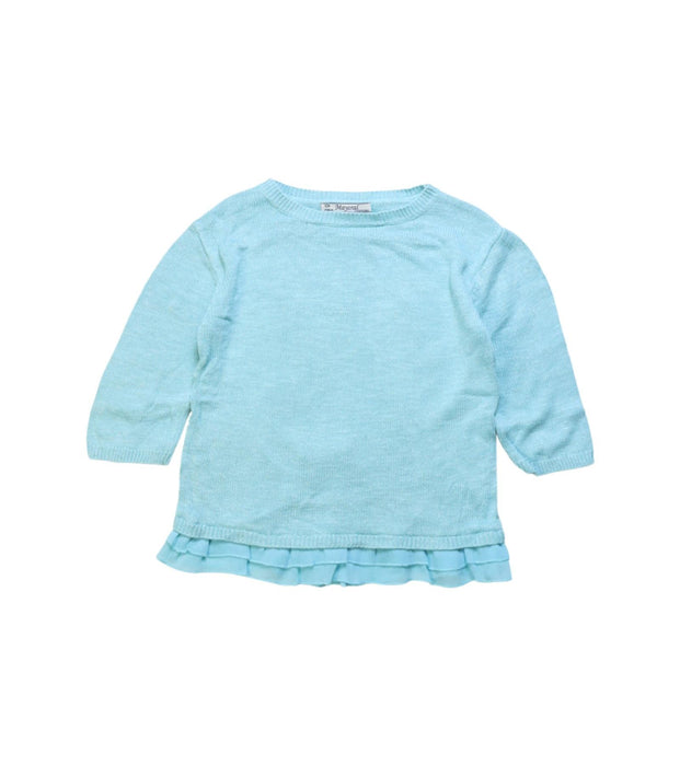 A Blue Knit Sweaters from Mayoral in size 4T for girl. (Front View)