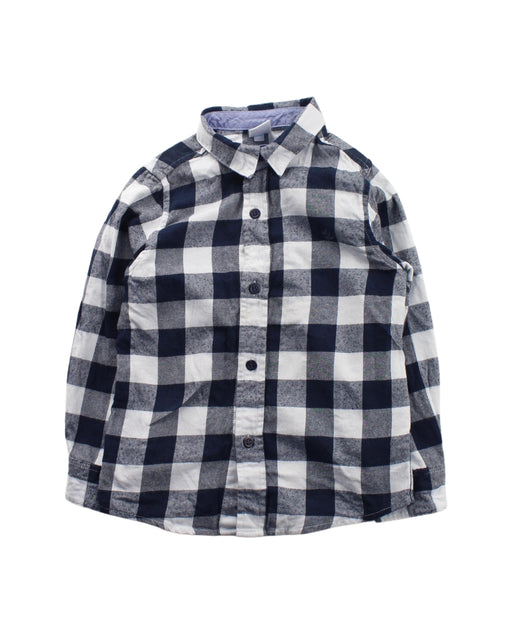 A Blue Long Sleeve Shirts from Petit Bateau in size 4T for boy. (Front View)