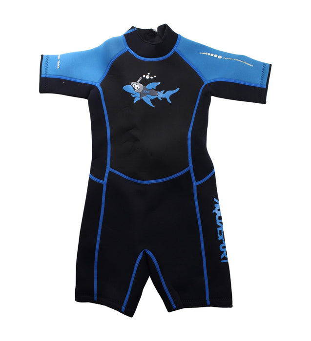 A Black Wetsuits from Aquasport in size 6T for boy. (Front View)