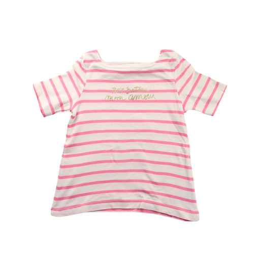 A Pink Short Sleeve Tops from Petit Bateau in size 4T for girl. (Front View)