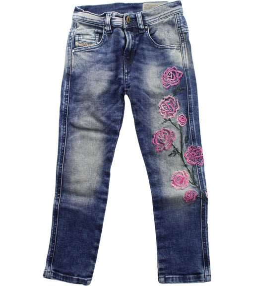 A Blue Jeans from Diesel in size 4T for girl. (Front View)