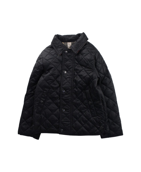 A Black Puffer/Quilted Jackets from Burberry in size 4T for boy. (Front View)
