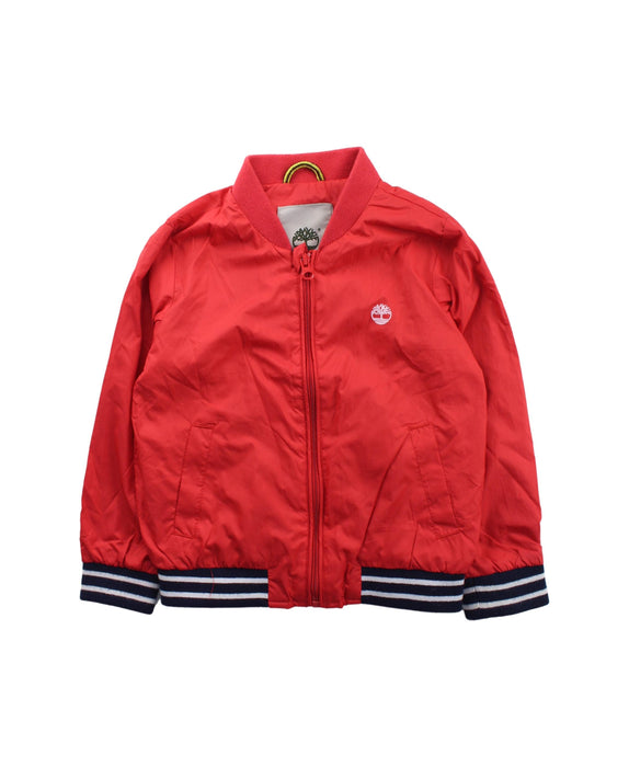 A Red Lightweight Jackets from Timberland in size 4T for boy. (Front View)