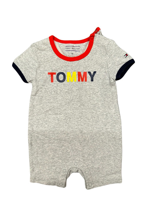 A Grey Short Sleeve Rompers from Tommy Hilfiger in size 0-3M for boy. (Front View)