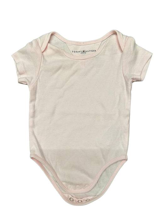 A Pink Short Sleeve Bodysuits from Tommy Hilfiger in size 0-3M for neutral. (Front View)