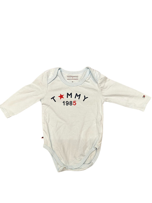 A White Long Sleeve Bodysuits from Tommy Hilfiger in size 0-3M for neutral. (Front View)