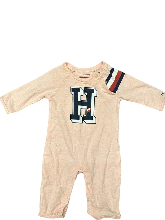 A Peach Long Sleeve Rompers from Tommy Hilfiger in size 3-6M for neutral. (Front View)