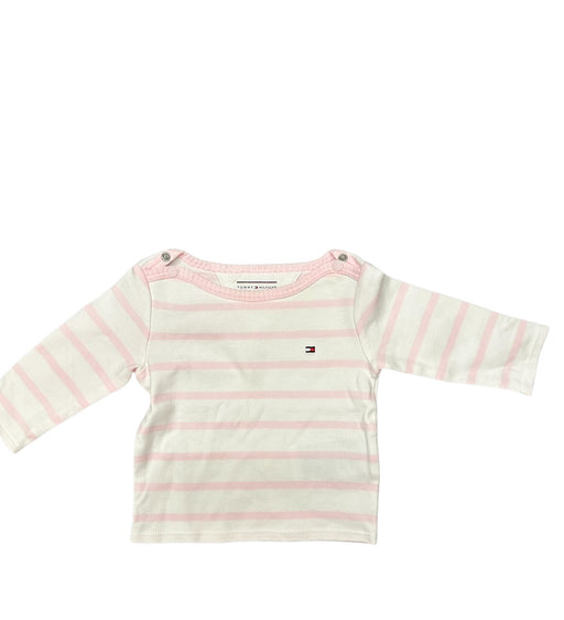 A Pink Long Sleeve T Shirts from Tommy Hilfiger in size 3-6M for girl. (Front View)