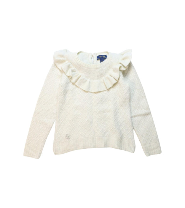A White Knit Sweaters from Polo Ralph Lauren in size 5T for girl. (Front View)