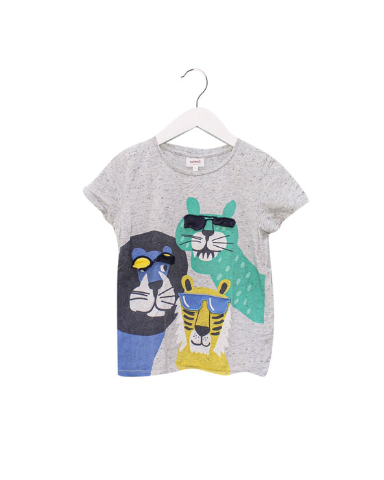 A Grey Short Sleeve T Shirts from Seed in size 6T for boy. (Front View)