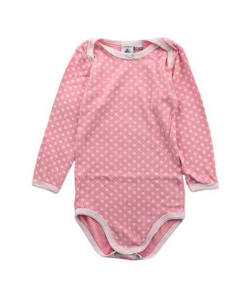 A Pink Long Sleeve Bodysuits from Petit Bateau in size 2T for girl. (Front View)